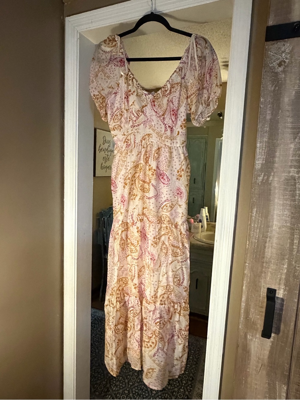 Jessica Simpson Paisley Maxi Dress in Pink and Cream